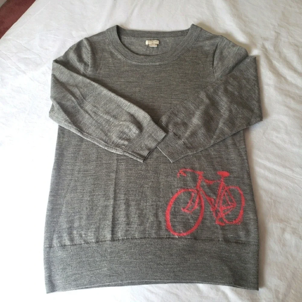 J. Crew Outlet Heather Gray Merino Wool Crewneck‎ Sweater Size Small